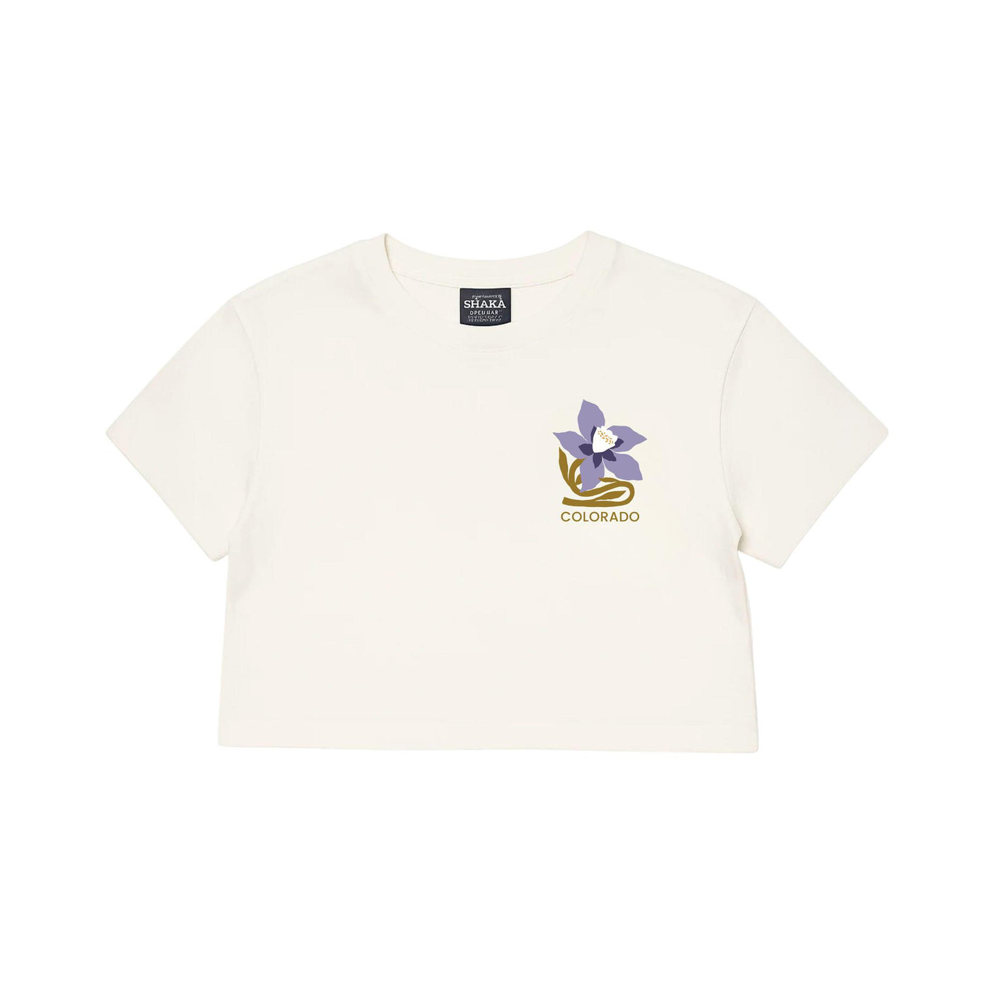 Colorado Columbine Flower Crop Short Sleeve Shirt by McKenzie Parrott