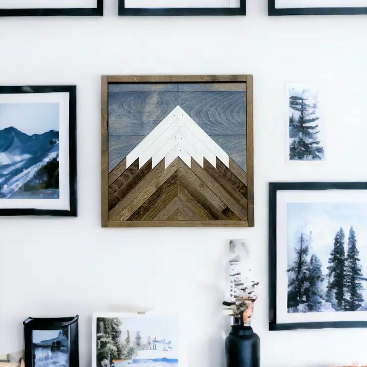 Rustic Mini Mountain Light Blue Sky Wall Art