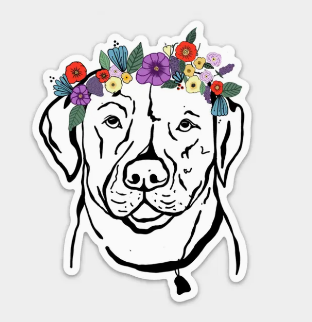 Pawsome Petals: Floral Crown Pup Sticker