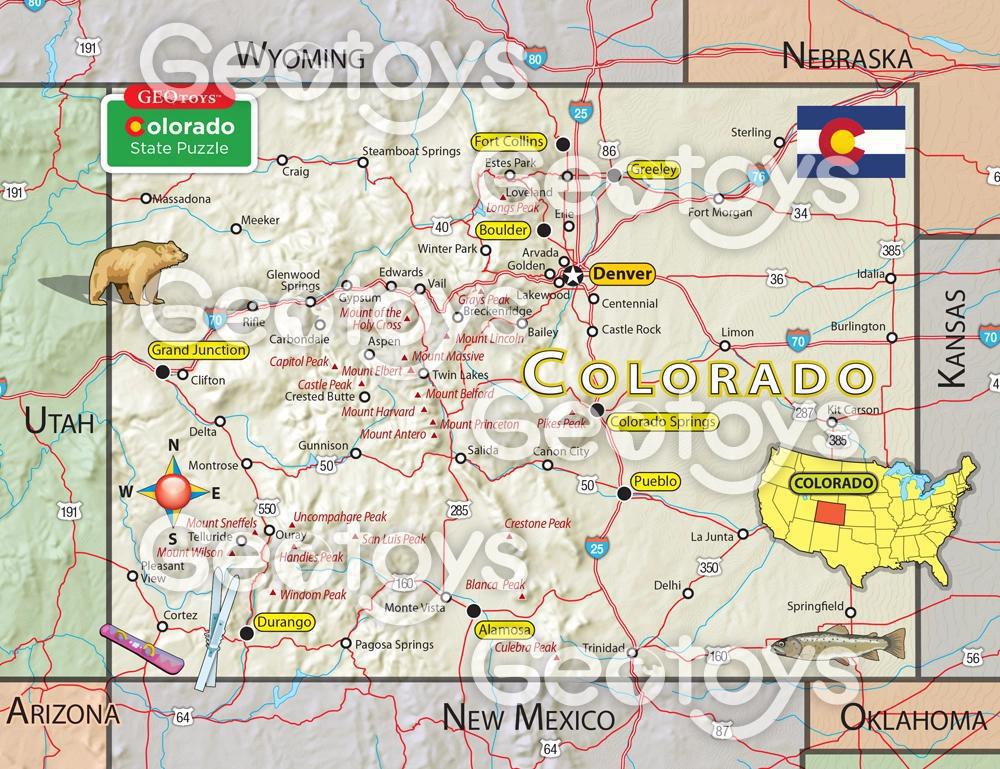 Geotoys 100 Piece Magnetic Puzzle - Colorado