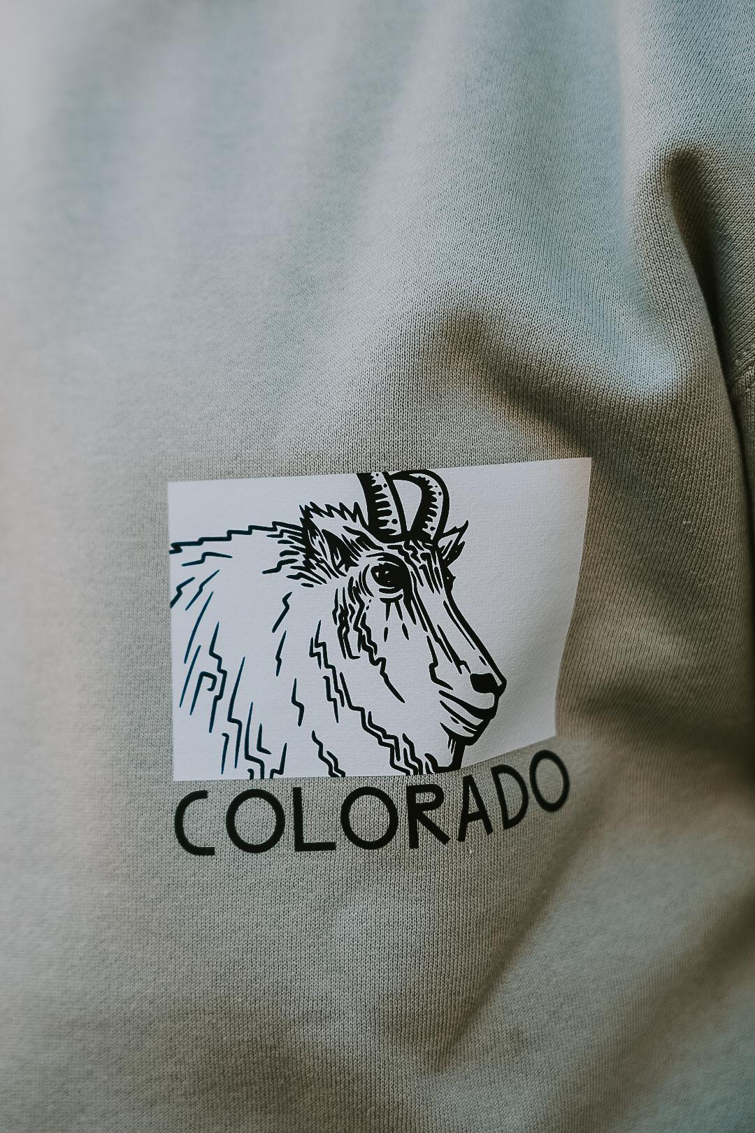 Mountain Goat Colorado Crewneck by Andrew Dengate