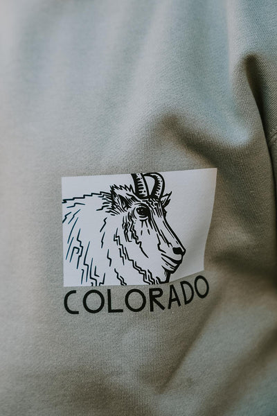 Mountain Goat Colorado Crewneck by Andrew Dengate