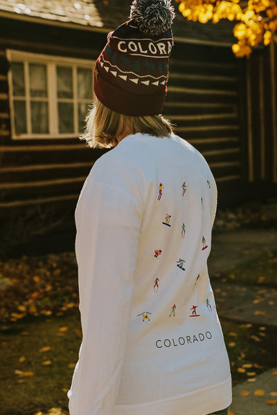 Friends On A Powder Day Colorado Crewneck by Mar Franzese