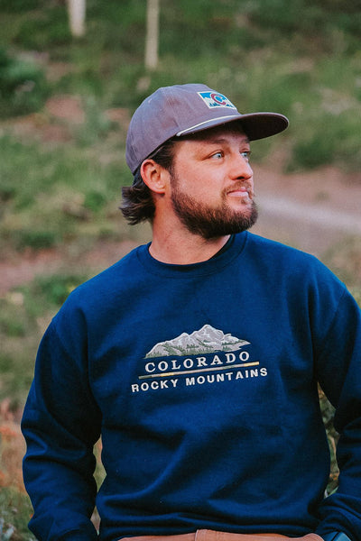 Earth Images Peaks Embroidered Colorado Crewneck