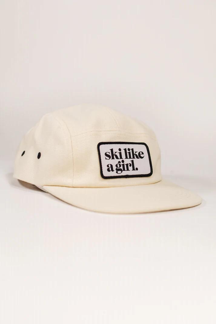 Ski Like a Girl Patch Canvas 5 Panel Hat