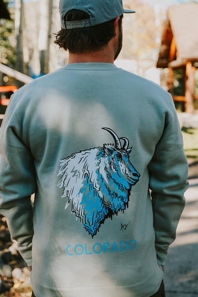 Mountain Goat Colorado Crewneck by Andrew Dengate