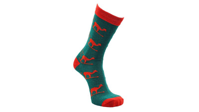 Skiing Llama Novelty Socks - Green