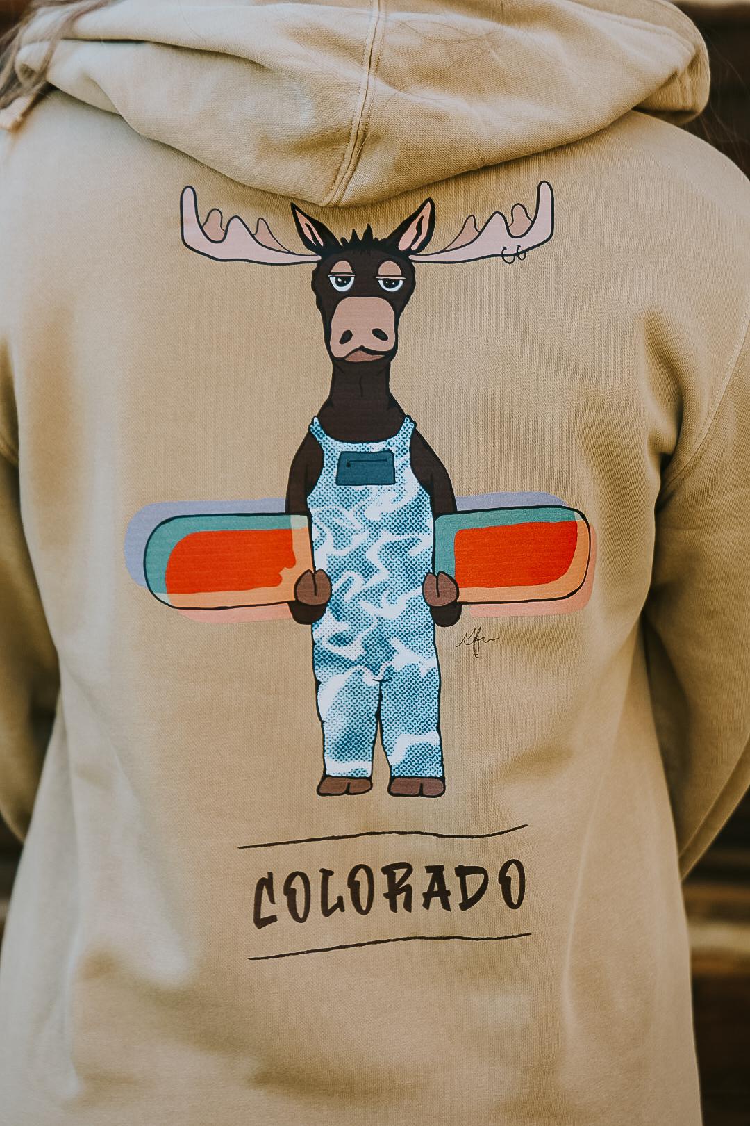 Moose Hanging Loose Colorado Hoodie by Mar Franzese