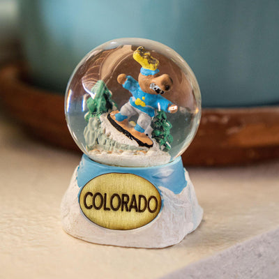 Snowboarding Moose Small Snow Globe