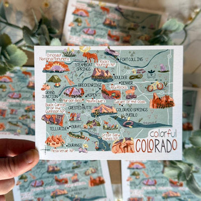 Quirks of Art Colorado Map Themed Greeting Cards