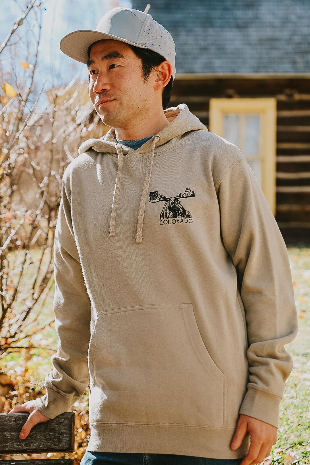 Standing Moose Colorado Hoodie by Andrew Dengate