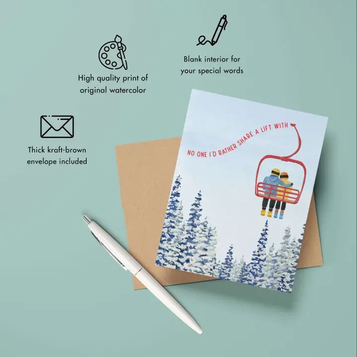Chairlift Love | Love, Valentine's Day Greeting Card