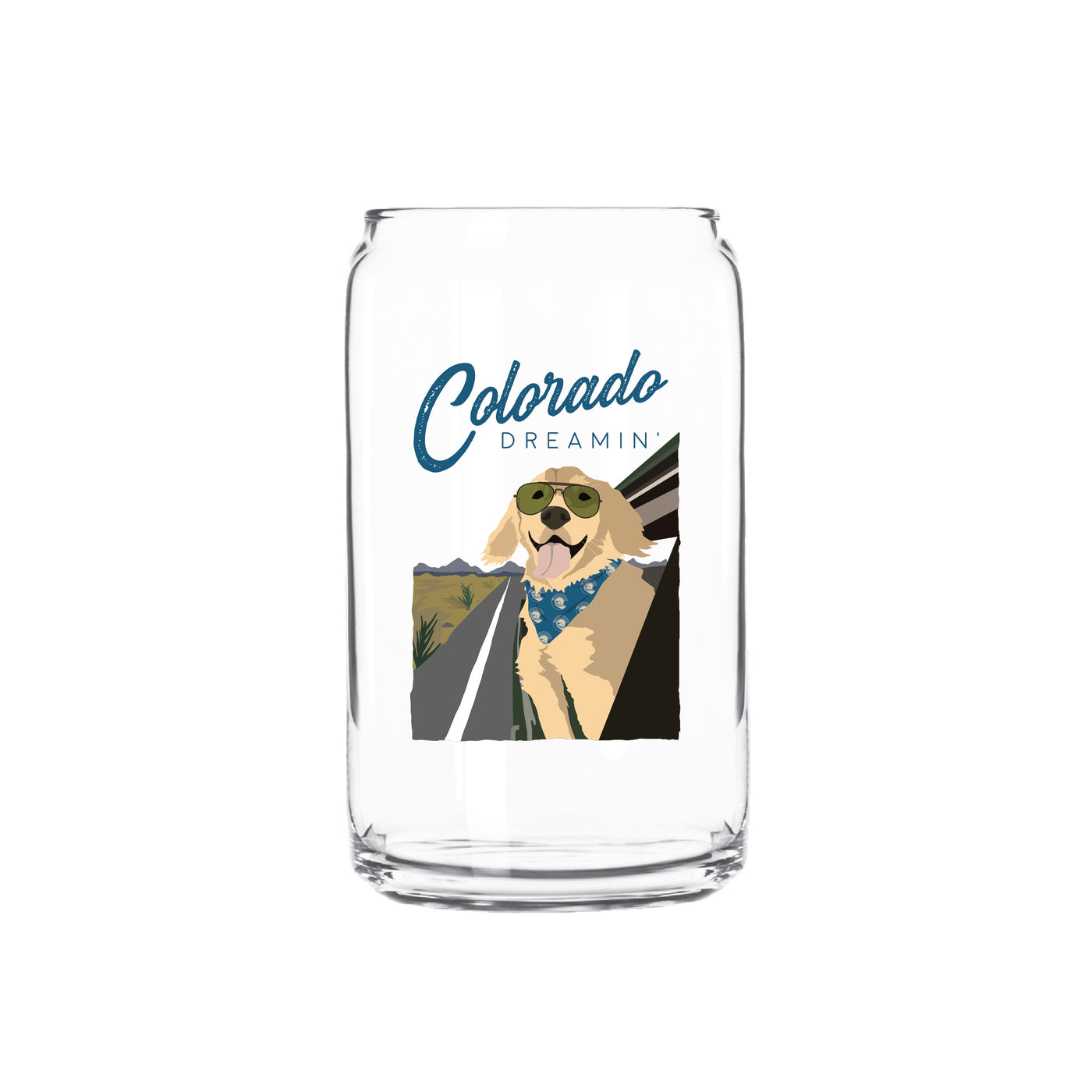 Dog on the Road Beer Can Glass