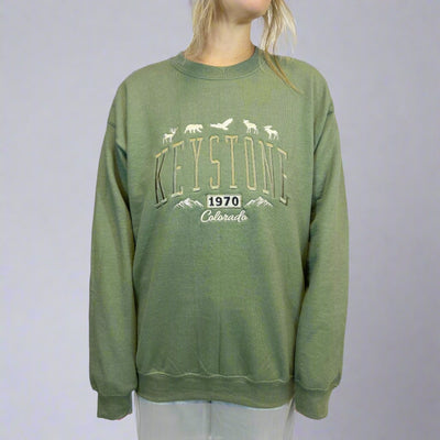 Suede Keystone Colorado Embroidery Classic Crew