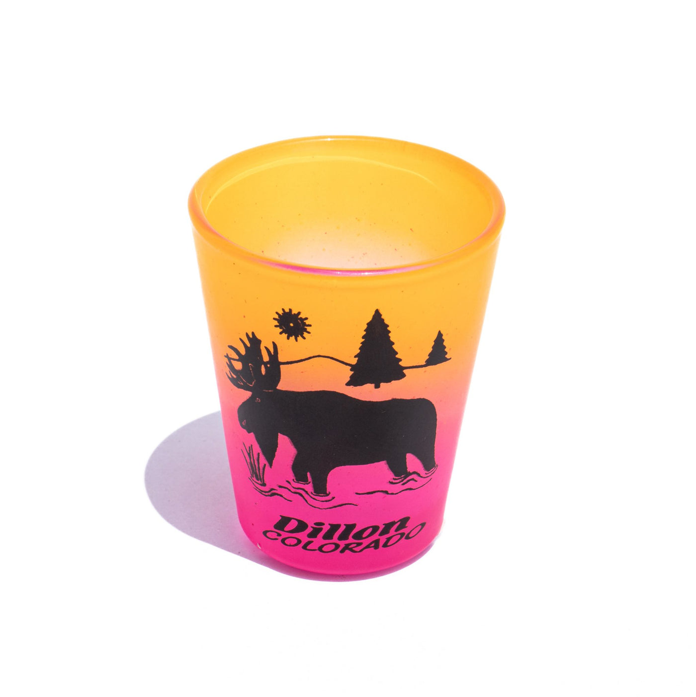 Colorful Moose Shot Glasses with Summit County Town Names
