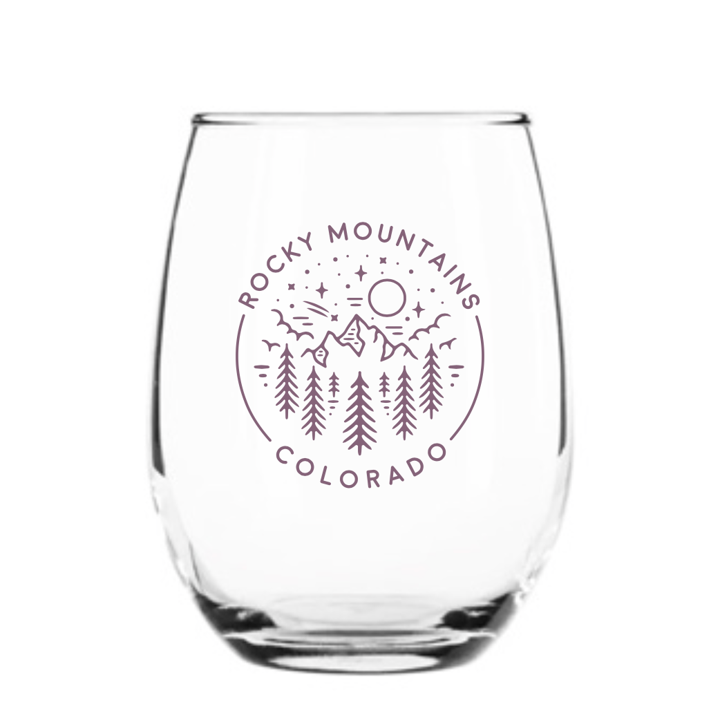 Rocky Mountains Colorado Tall Stemless Wine Glass