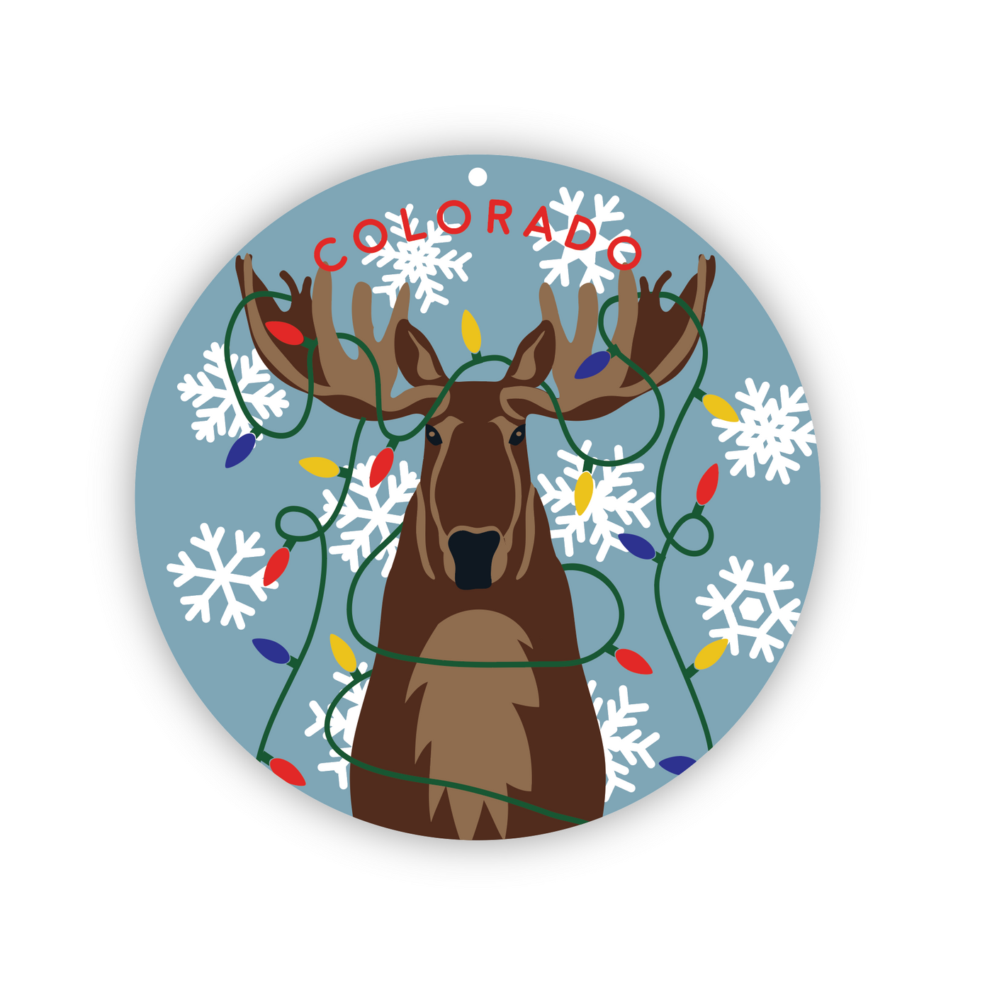 Moose Holiday Lights UV Ornament
