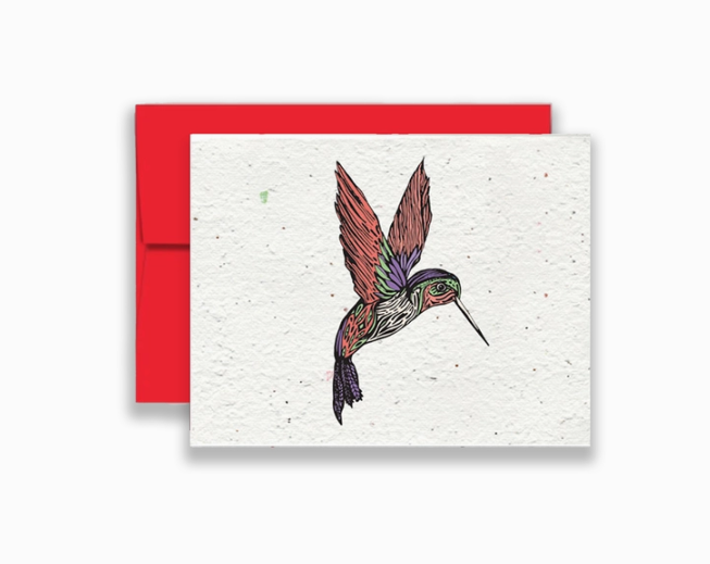 Whimsical Hummingbird Harmony Wildflower Seed Paper Card