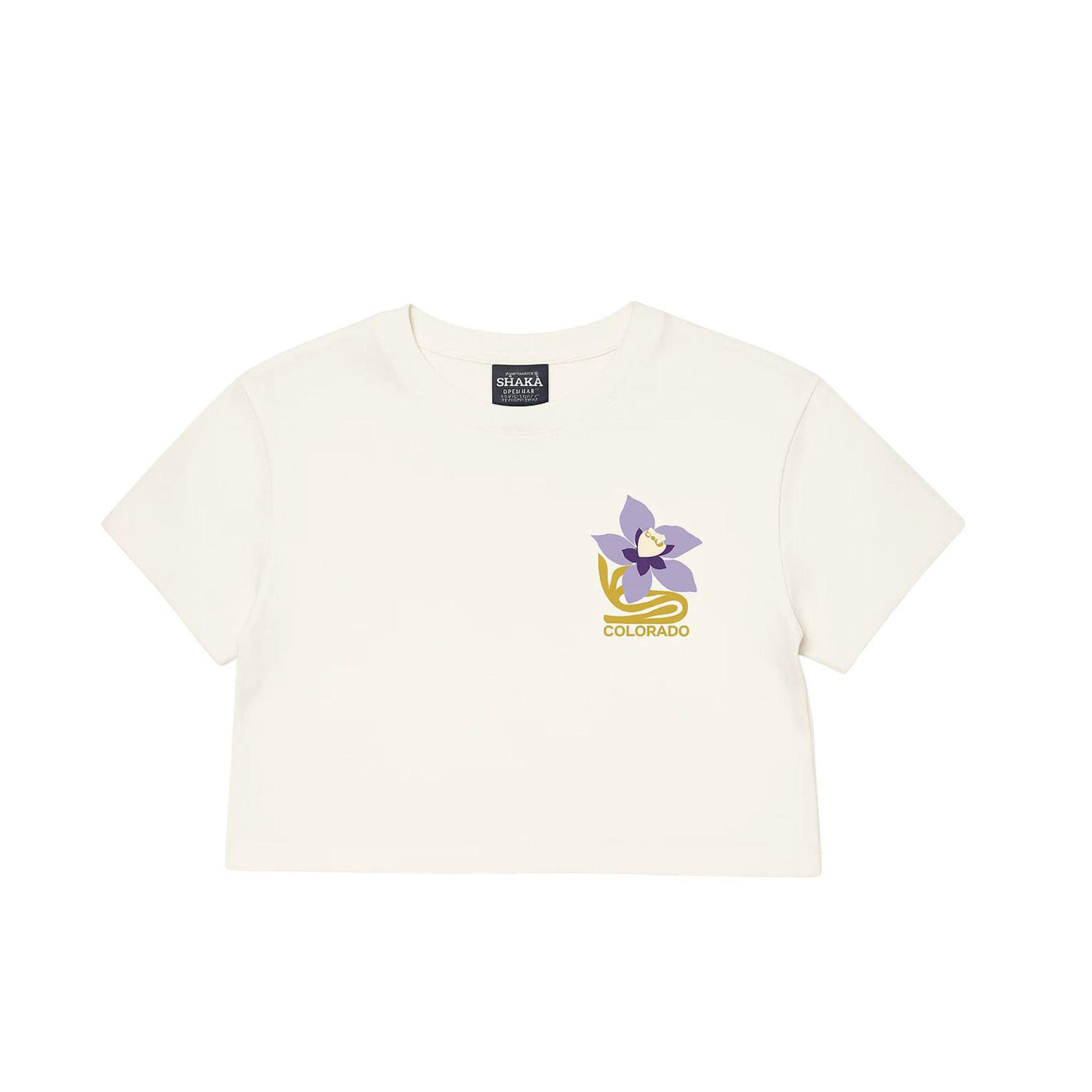 Colorado Columbine Flower Crop Short Sleeve Shirt by McKenzie Parrott