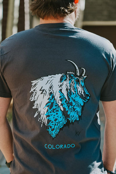Mountain Goat Colorado Short Sleeve Shirt by Andrew Dengate