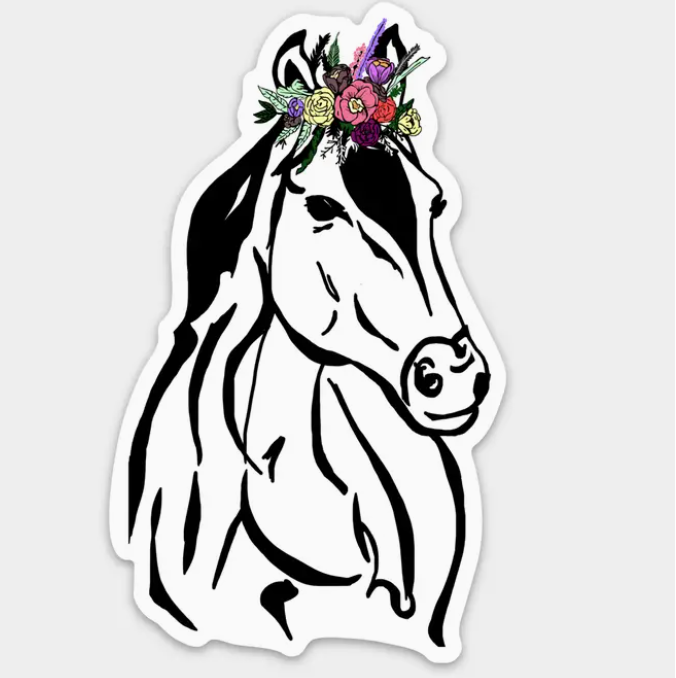 Floral-Crowned Horse Sticker