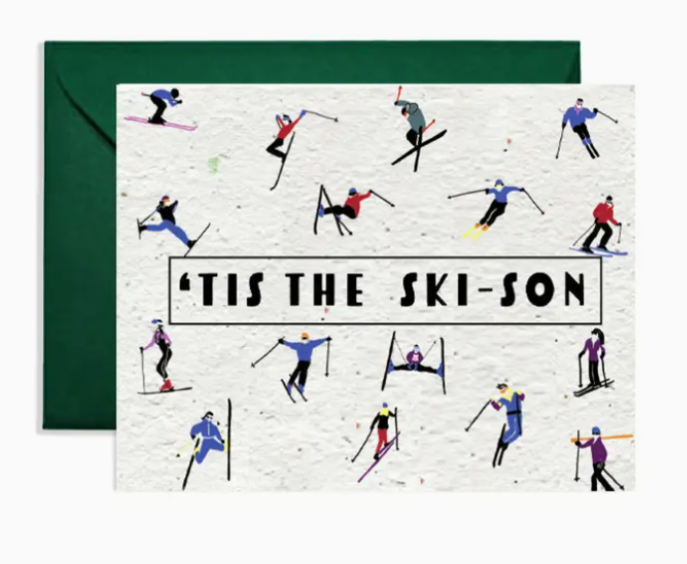Skiing Adventure Wildflower Seed Paper Greeting Card