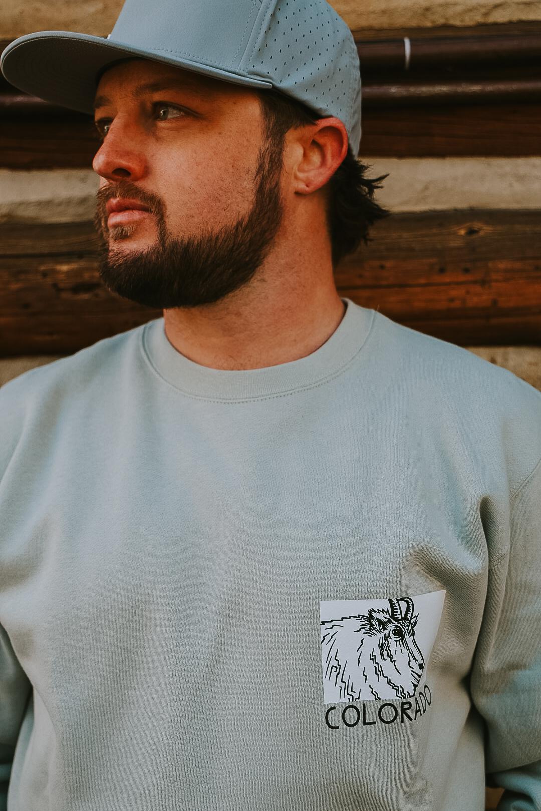 Mountain Goat Colorado Crewneck by Andrew Dengate