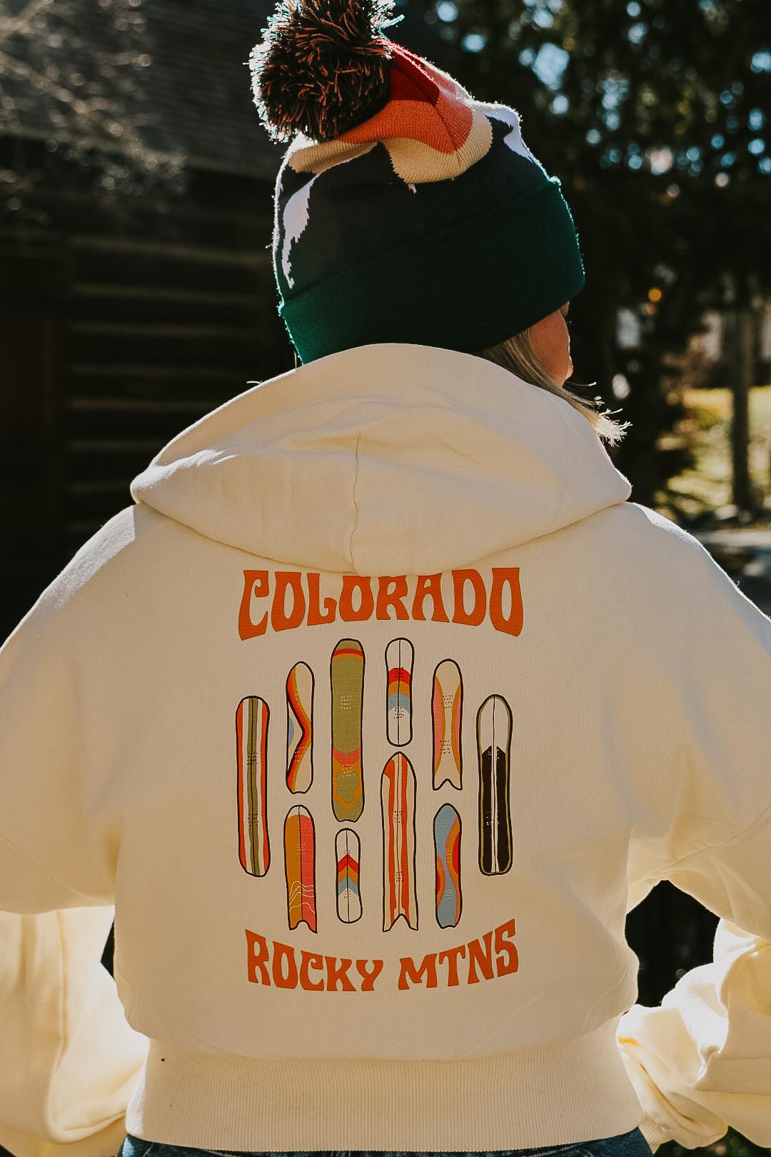 Snowboard Quiver 2 Colorado Crop Hoodie by Mar Franzese
