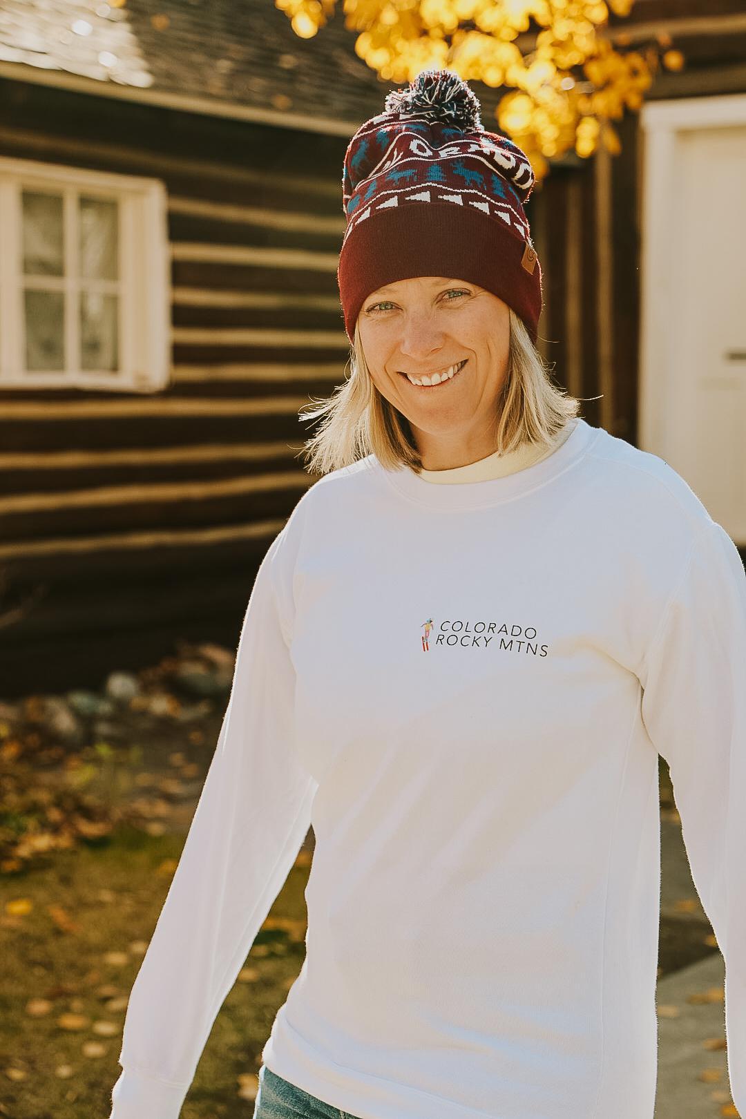 Friends On A Powder Day Colorado Crewneck by Mar Franzese