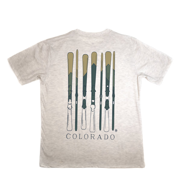 Colorful Skis In A Row Short Sleeve T-Shirt